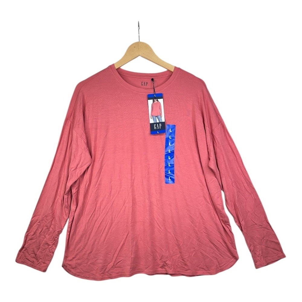 New GAP Long Sleeve Scoop Neck Shirt size Large Salmon